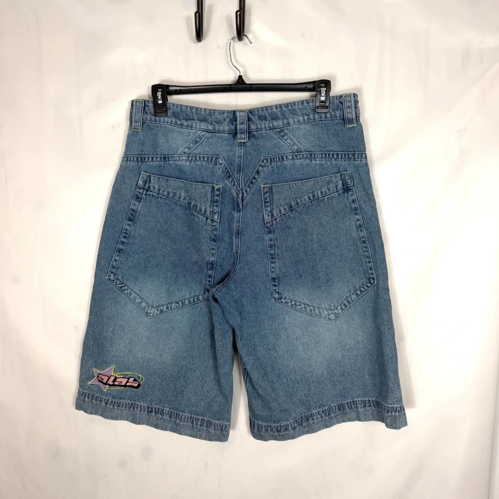 ALAB Denim Jorts Shorts Womens Size 14 (36 waist) Blue Y2K Skate Star Logo